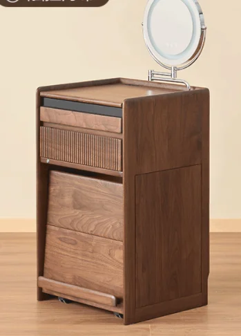 Sliding-Panel Vanity Table with Stool — main view