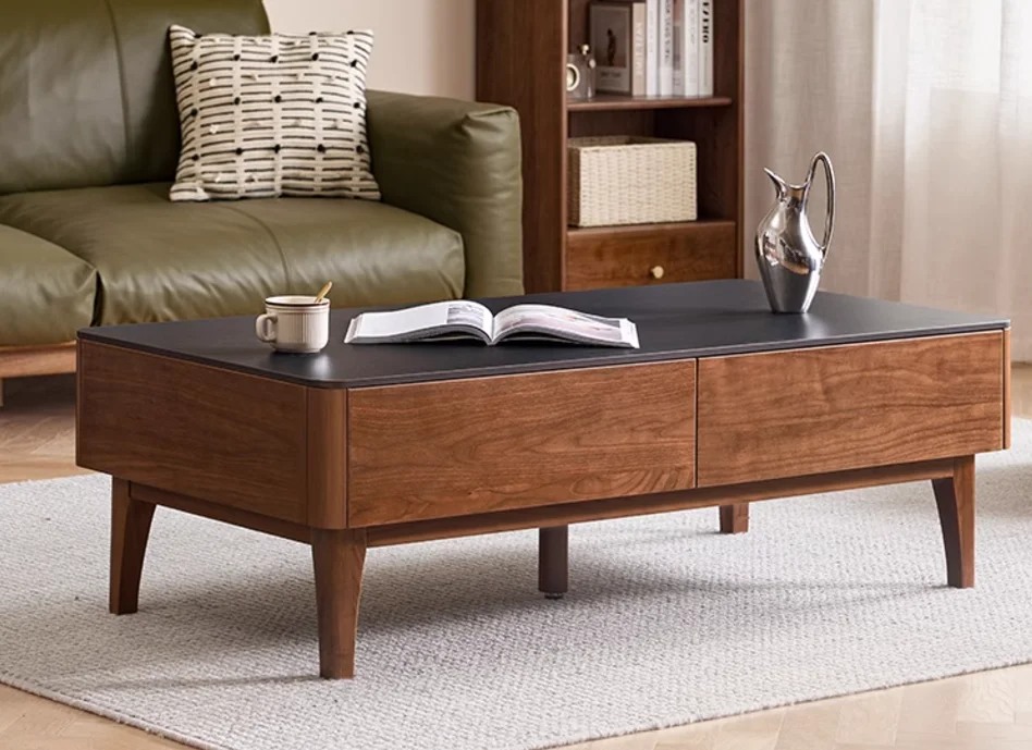 4-Drawer Coffee Table with Stone Top — main view