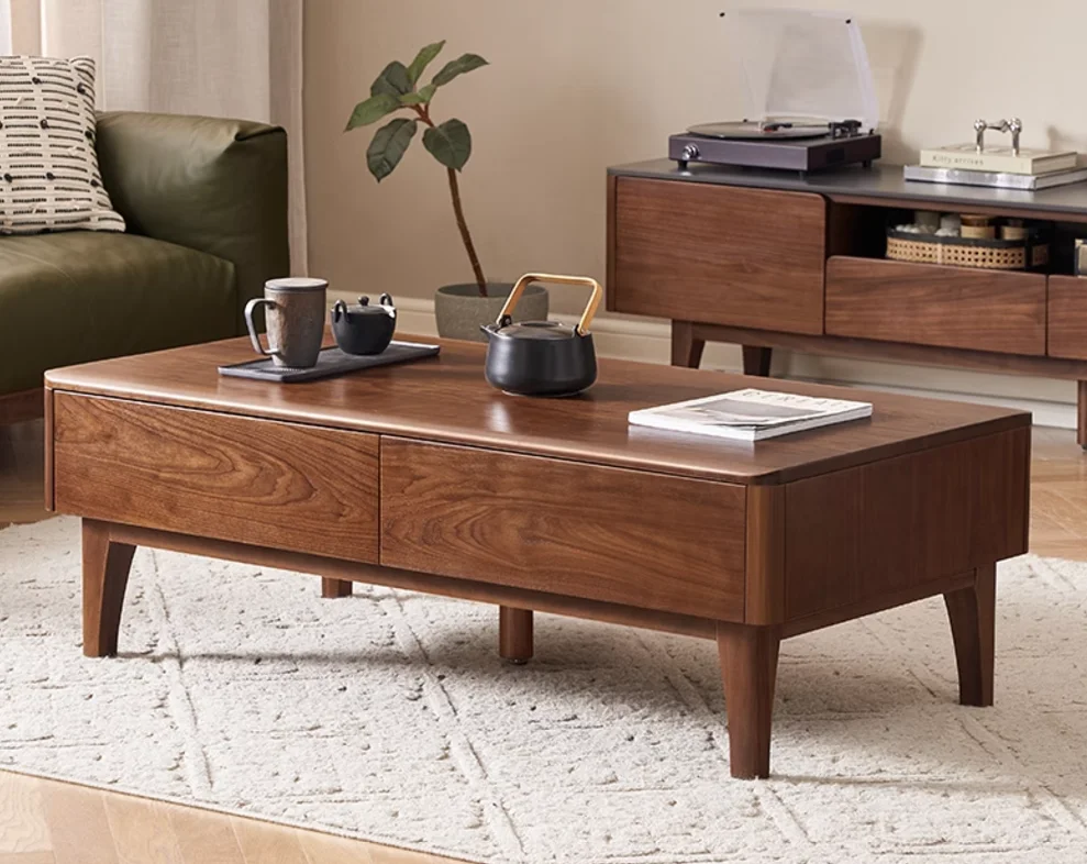 4-Drawer Coffee Table with Solid Wood Top — main view
