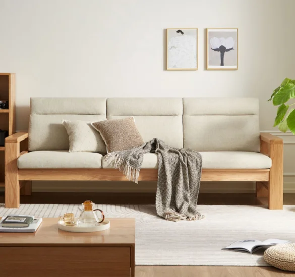 Hemu Sofa (Model F) with Cushion - Beige Yellow — main view