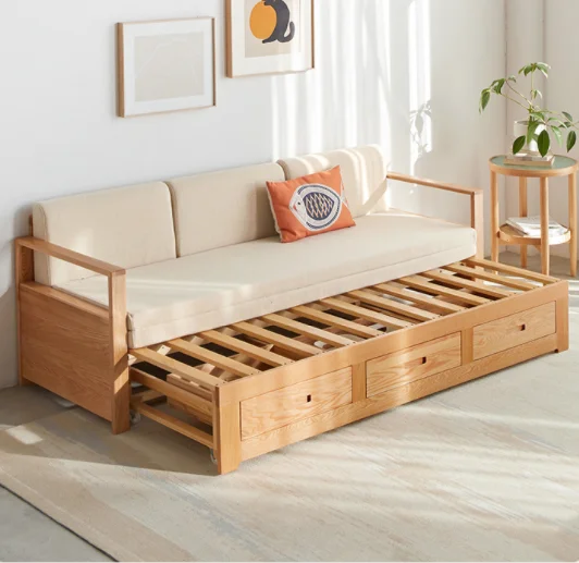 Jiamo Sofa Bed with Cushion, Sectional Backrest - Beige Yellow — main view