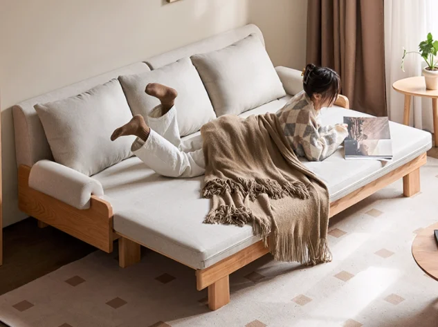 Jingdian Reclining Sofa (Model E Extendable) with Armrest & Cushion - Mist Grey — main view