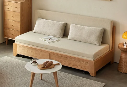 Norway B Sofa Bed (Model A) with Cushion - Beige / Light Grey / Dark Grey — main view