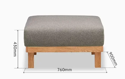 S1035 Footstool with Cushion - Grey — main view