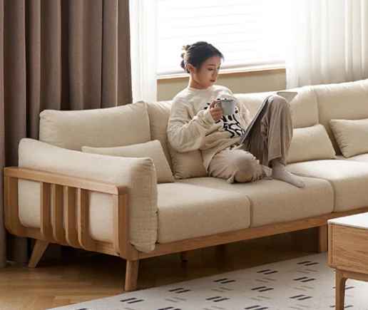 S1035 Sofa with Cushion - Beige — main view