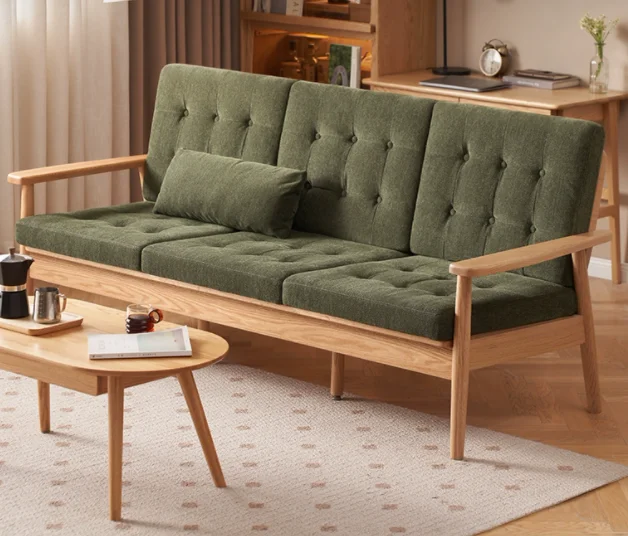 Songen Sofa with Cushion - Green Herringbone — main view